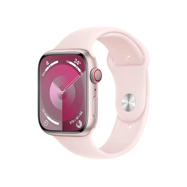 Refurbished Apple Watch Serie 9 | 45mm | Aluminium Rosa | Rosa Sportarmband S/M | GPS | WiFi + 4G