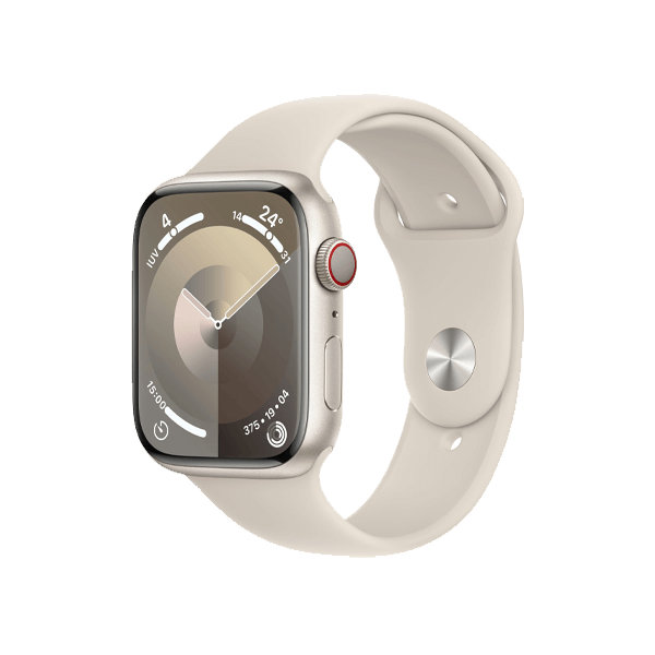 Refurbished Apple Watch Serie 9 | 45mm | Aluminium Polarstern | Polarstern Sportarmband M/L | GPS | WiFi + 4G