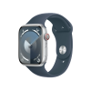 Refurbished Apple Watch Serie 9 | 45mm | Aluminium Silber | Blaues Sportarmband M/L | GPS | WiFi + 4G