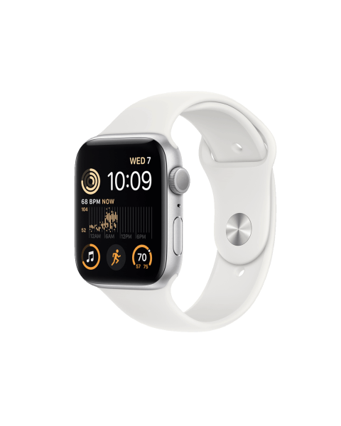 Refurbished Apple Watch Serie SE 2022 | 44mm | Aluminium Silber | Weißes Sportarmband | GPS | WiFi + 4G