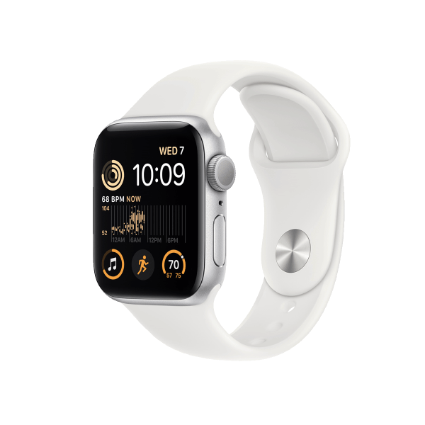 Refurbished Apple Watch Serie SE 2022 | 40mm | Aluminium Silber | Weißes Sportarmband | GPS | WiFi + 4G