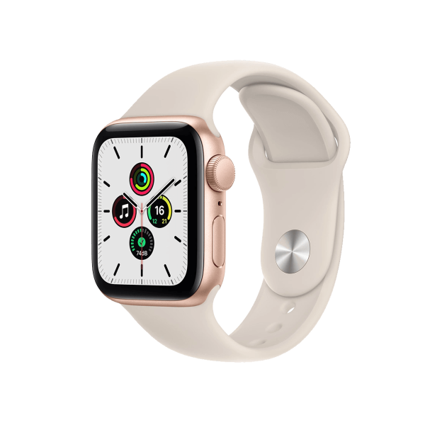 Refurbished Apple Watch Serie SE | 40mm | Aluminium Gold | Starlight Weißes Sportarmband | GPS | WiFi + 4G