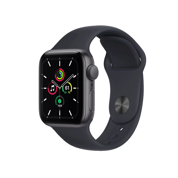 Refurbished Apple Watch Serie SE | 40mm | Aluminium Spacegrau | Mitternachtsblaues Sportarmband | GPS | WiFi + 4G