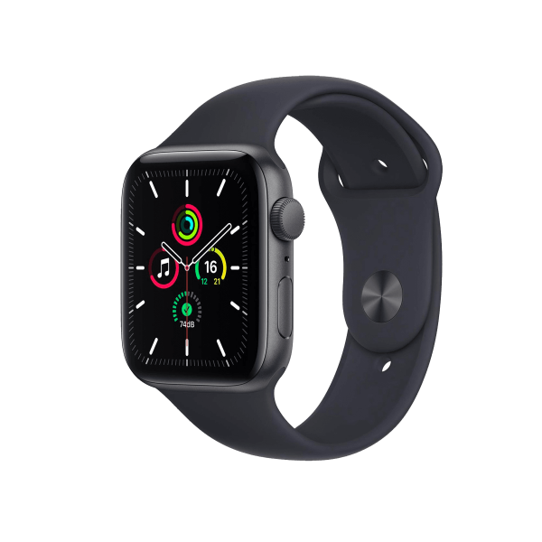 Refurbished Apple Watch Serie SE | 44mm | Aluminium Spacegrau | Mitternachtsblaues Sportarmband | GPS | WiFi + 4G