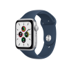 Refurbished Apple Watch Serie SE | 44mm | Aluminium Silber | Blaues Sportarmband | GPS | WiFi