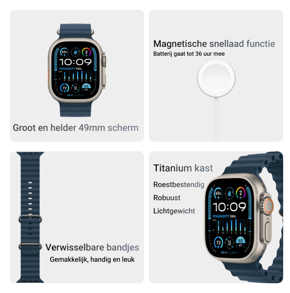 Refurbished Apple Watch Ultra | 49mm | Titan | Blau Ocean Band | GPS | WiFi + 4G
