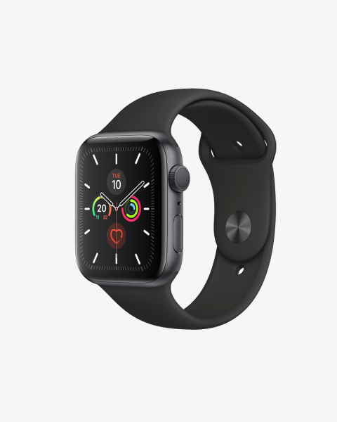 Refurbished Apple Watch Serie 5 | 44mm | Aluminium Spacegrau | Schwarzes Sportarmband | GPS | WiFi