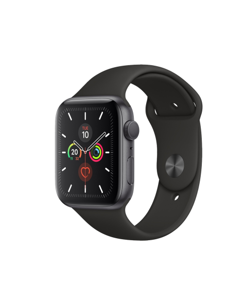 Refurbished Apple Watch Serie 5 | 44mm | Aluminium Spacegrau | Schwarzes Sportarmband | GPS | WiFi