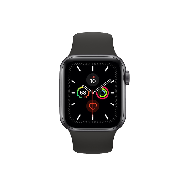 Refurbished Apple Watch Serie 5 | 44mm | Aluminium Spacegrau | Schwarzes Sportarmband | GPS | WiFi
