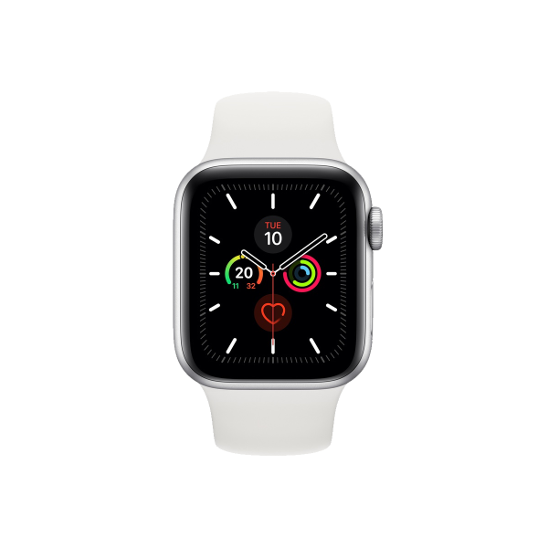 Refurbished Apple Watch Serie 5 | 40mm | Aluminium Silber | Weißes Sportarmband | GPS | WiFi