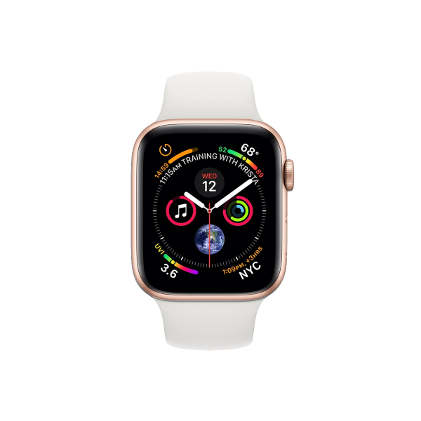 Refurbished Apple Watch Serie 4 | 40mm | Aluminium Gold | Weißes Sportarmband | GPS | WiFi + 4G