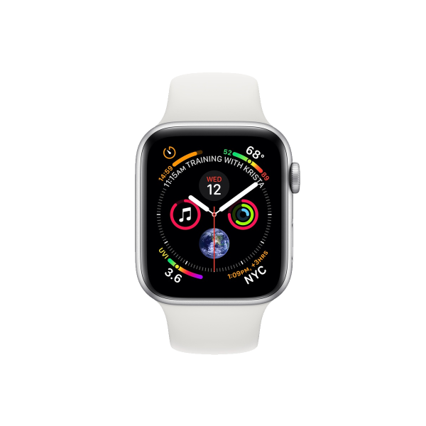 Refurbished Apple Watch Serie 4 | 44mm | Aluminium Silber | Weißes Sportarmband | GPS | WiFi