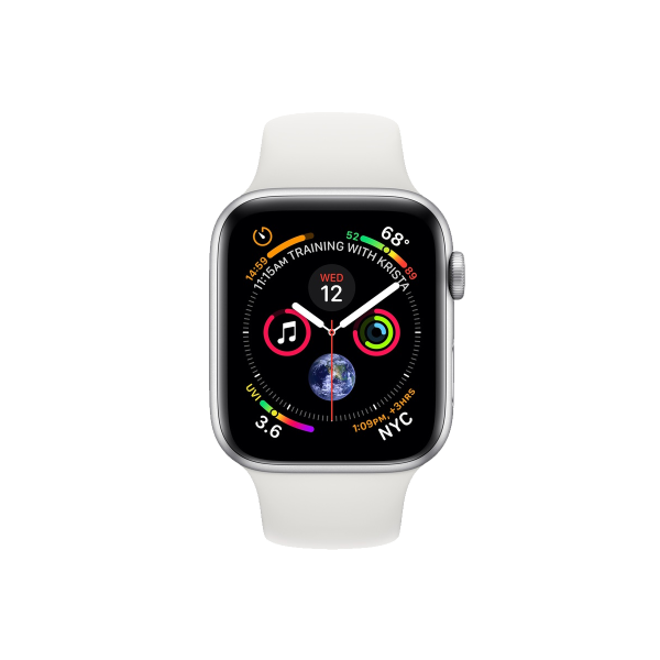 Refurbished Apple Watch Serie 4 | 40mm | Aluminium Silber | Weißes Sportarmband | GPS | WiFi