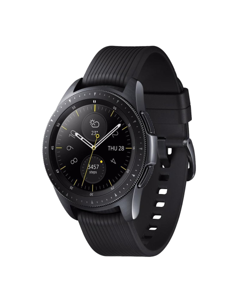 Galaxy Watch | 42 | Edelstahlgehäuse schwarz | Schwarzes Lederband | GPS | WLAN + 4G