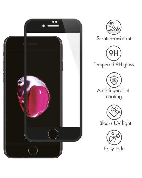 Gehärtetes Glas Premium Displayschutzfolie iPhone 8 Plus / 7 Plus - Schwarz
