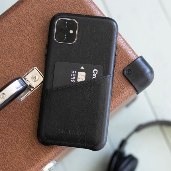 Vayu Vegan Lederen Backcover iPhone 11 - Zwart - Zwart / Black