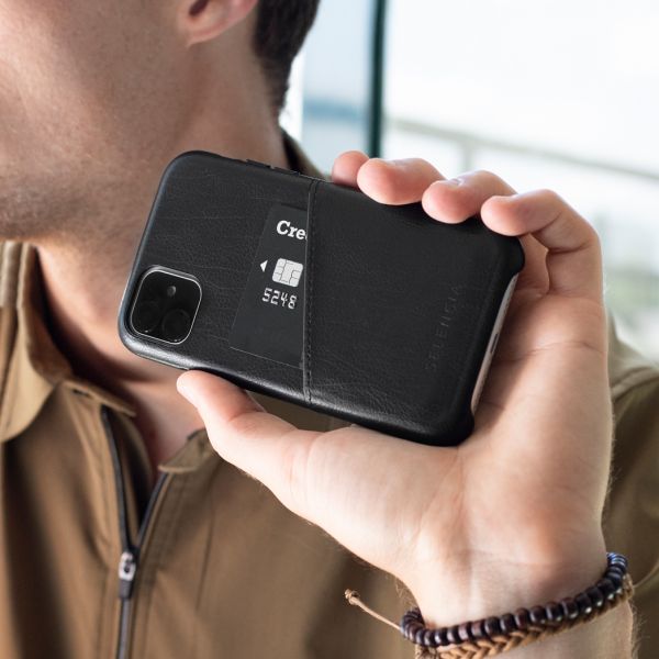 Vayu Vegan Lederen Backcover iPhone 11 - Zwart - Zwart / Black