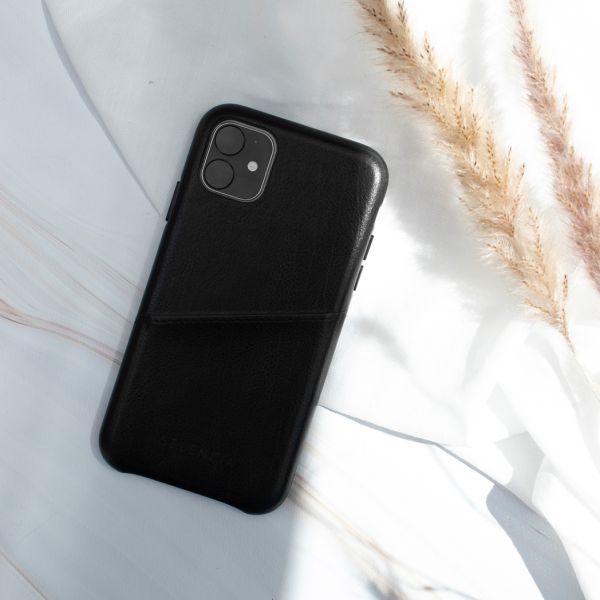 Vayu Vegan Lederen Backcover iPhone 11 - Zwart - Zwart / Black