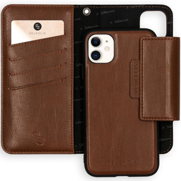 2-in-1 Uitneembare Vegan Lederen Bookcase iPhone 11 - Bruin - Bruin / Brown