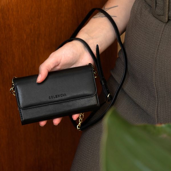Selencia Eny Uitneembare Vegan Lederen Clutch iPhone 11 Pro - Zwart / Schwarz / Black