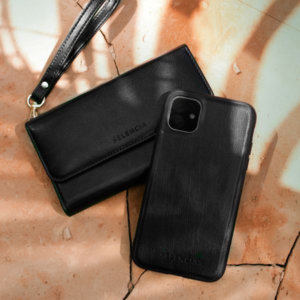 Selencia Eny Uitneembare Vegan Lederen Clutch iPhone 11 Pro - Zwart / Schwarz / Black