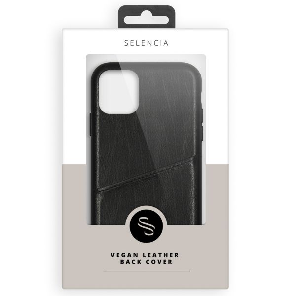 Selencia Vayu Vegan Lederen Backcover iPhone 12 (Pro) - Zwart / Schwarz / Black