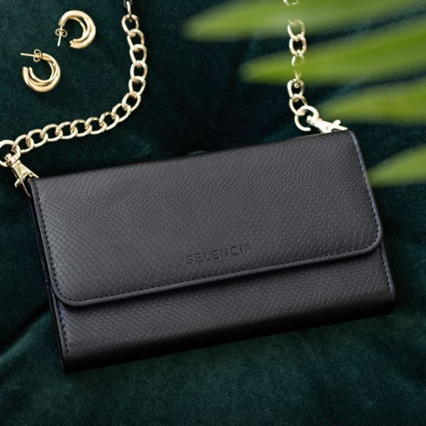 Selencia Tierra Uitneembare Slang Clutch iPhone 12 (Pro) - Zwart / Schwarz / Black