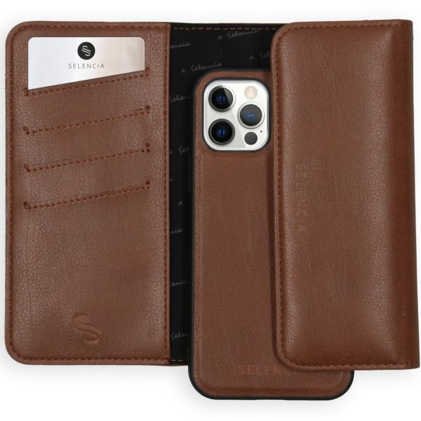 Selencia Uitneembare Vegan Lederen Clutch iPhone 12 (Pro) - Bruin / Braun  / Brown