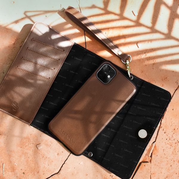 Selencia Uitneembare Vegan Lederen Clutch iPhone 12 (Pro) - Bruin / Braun  / Brown
