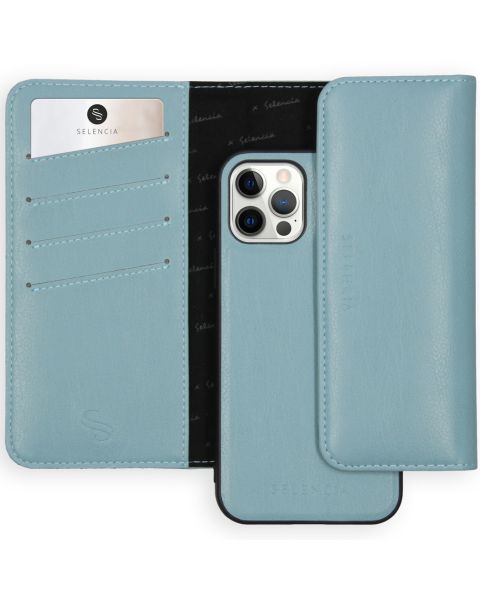 Selencia Uitneembare Vegan Lederen Clutch iPhone 12 (Pro) - Blauw / Blau / Blue