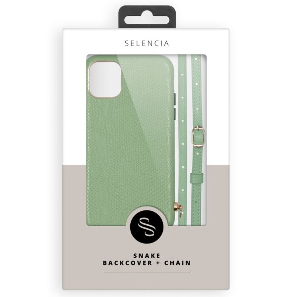 Selencia Aina Slang Hoesje met koord iPhone 12 (Pro) - Groen / Grün  / Green