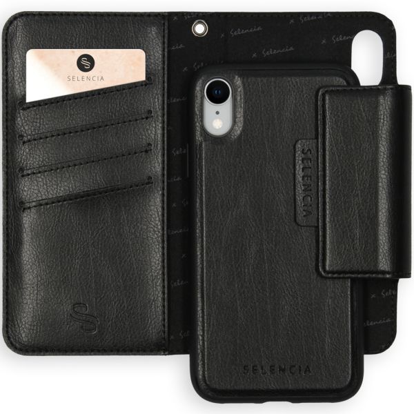 Selencia 2-in-1 Uitneembare Vegan Lederen Bookcase iPhone Xr - Zwart / Schwarz / Black