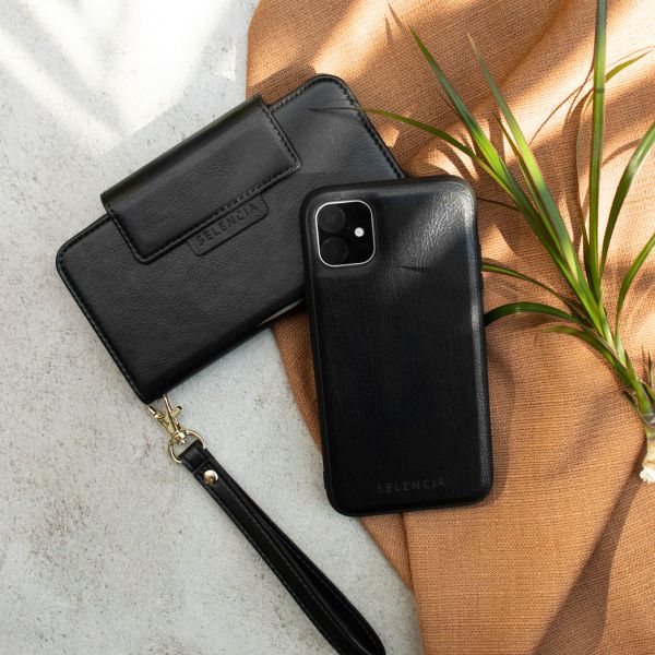 Selencia 2-in-1 Uitneembare Vegan Lederen Bookcase iPhone Xr - Zwart / Schwarz / Black