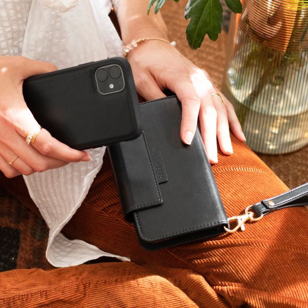 Selencia 2-in-1 Uitneembare Vegan Lederen Bookcase iPhone Xr - Zwart / Schwarz / Black