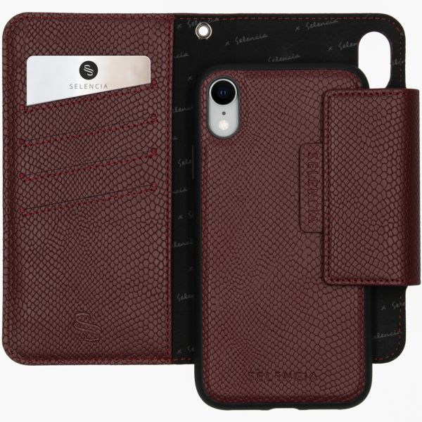 2-in-1 Uitneembare Slang Bookcase iPhone Xr - Donkerrood - Donkerrood / Dark Red