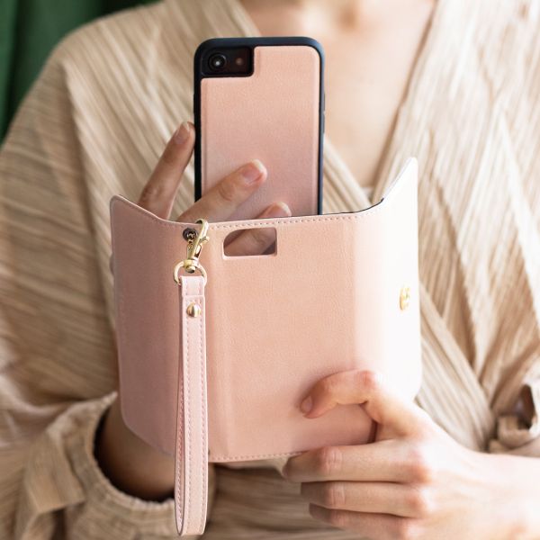 Eny Uitneembare Vegan Lederen Clutch iPhone Xr - Roze - Roze / Pink