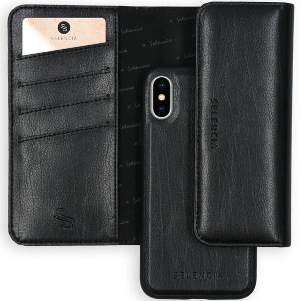 Eny Uitneembare Vegan Lederen Clutch iPhone Xs / X - Zwart - Zwart / Black