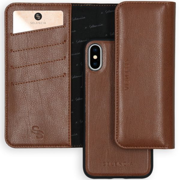Eny Uitneembare Vegan Lederen Clutch iPhone Xs / X - Bruin - Bruin / Brown