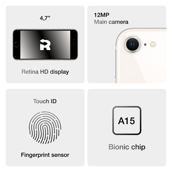 Refurbished iPhone SE 64GB Starlight Weiß (2022) | Ohne Kabel und Ladegerät