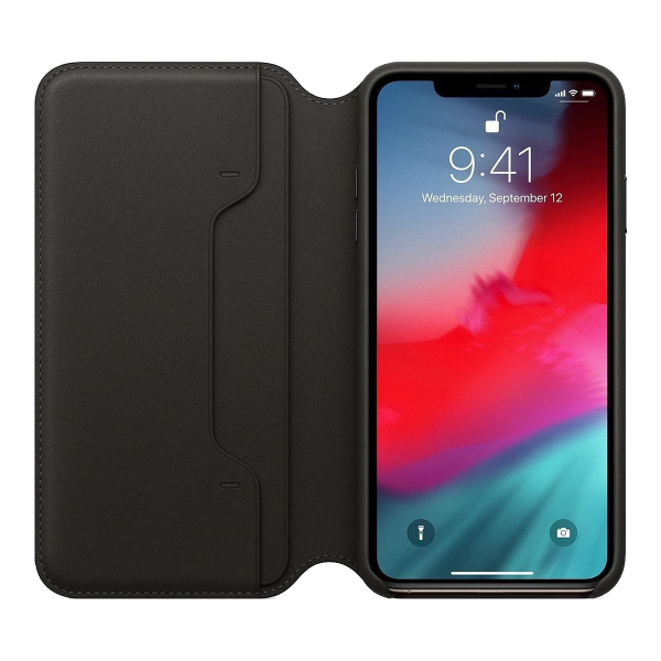 iPhone XS Leather Folio - Schwarz