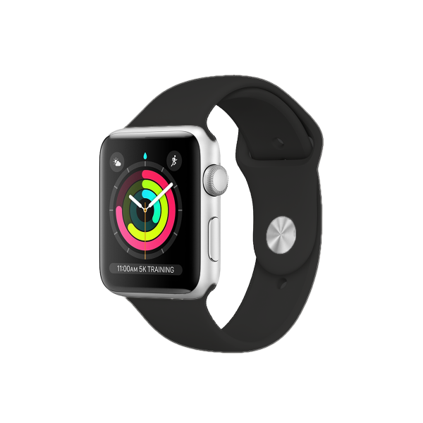 Refurbished Apple Watch Serie 1 | 38mm | Aluminium Silber | Schwarzes Sportarmband | WiFi