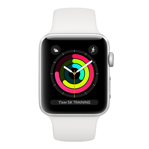 Refurbished Apple Watch Serie 3 | 42mm | Aluminium Silber | Weißes Sportarmband | GPS | WiFi