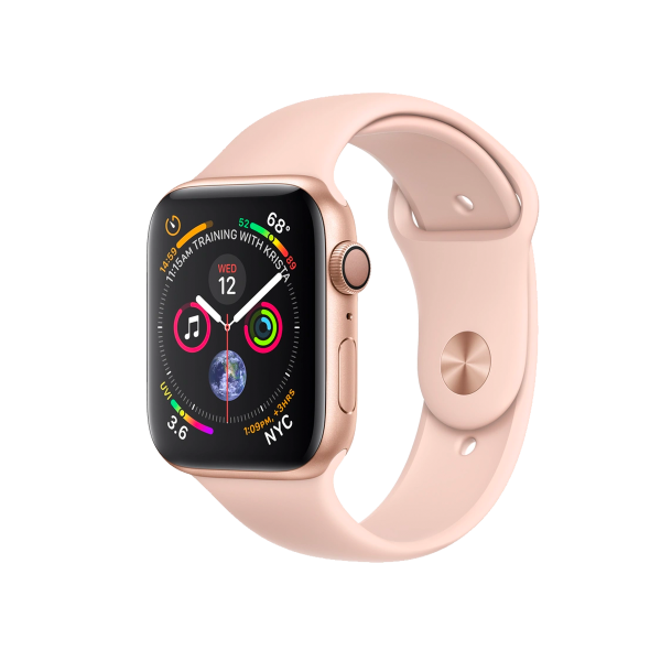Refurbished Apple Watch Serie 4 | 44mm | Aluminium Gold | Rosa Sportarmband | GPS | WiFi + 4G