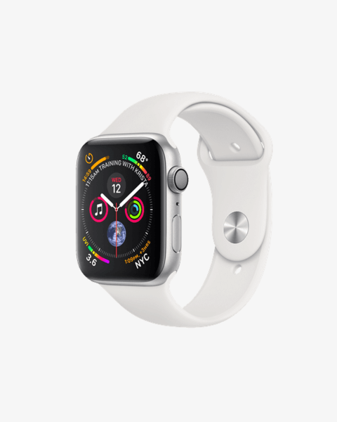 Refurbished Apple Watch Serie 4 | 44mm | Aluminium Silber | Weißes Sportarmband | GPS | WiFi
