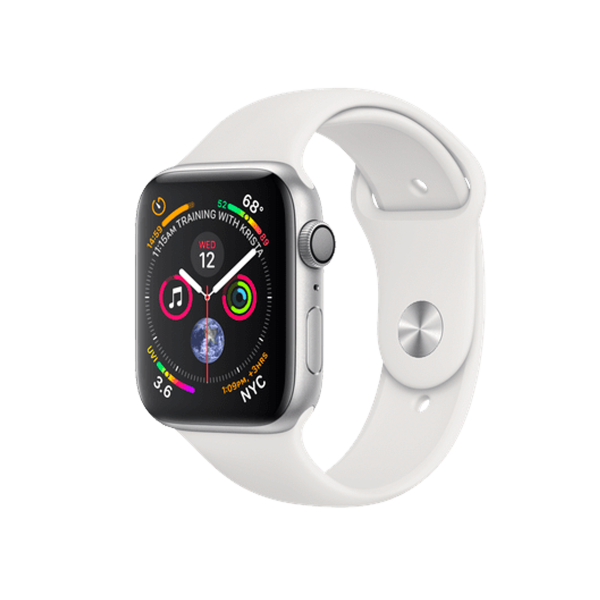 Refurbished Apple Watch Serie 4 | 44mm | Aluminium Silber | Weißes Sportarmband | GPS | WiFi