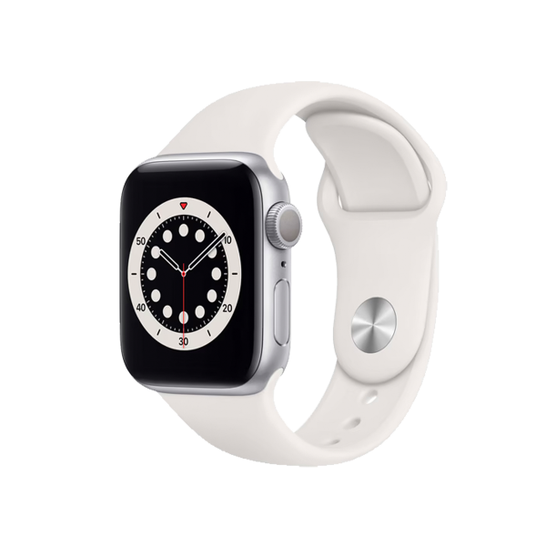 Refurbished Apple Watch Serie 6 | 40mm | Aluminium Silber | Weißes Sportarmband | GPS | WiFi + 4G