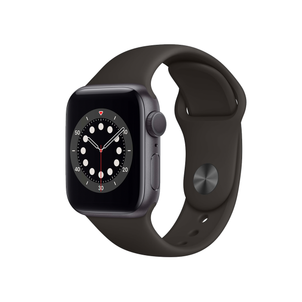 Refurbished Apple Watch Serie 6 | 40mm | Aluminium Spacegrau | Schwarzes Sportarmband | GPS | WiFi + 4G