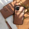 Uitneembare Vegan Lederen Bookcase iPhone SE (2020) / 8/7/6s - Bruin / Brown