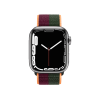 Refurbished Apple Watch Serie 7 | 45mm | Stainless Steel Silber | Dunkelkirsche/Waldgrünes Sportarmband | GPS | WiFi + 4G
