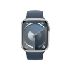 Refurbished Apple Watch Serie 9 | 45mm | Aluminium Silber | Blaues Sportarmband S/M | GPS | WiFi